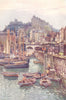 The fishing Harbour, Folkestone. Kent. By Ernest Haslehust 1920 old print