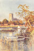 Christchurch priory from Wick Ferry. Dorset. By Ernest Haslehust 1920 print