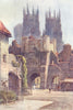 Bootham Bar. York. By Ernest Haslehust 1920 old antique vintage print picture