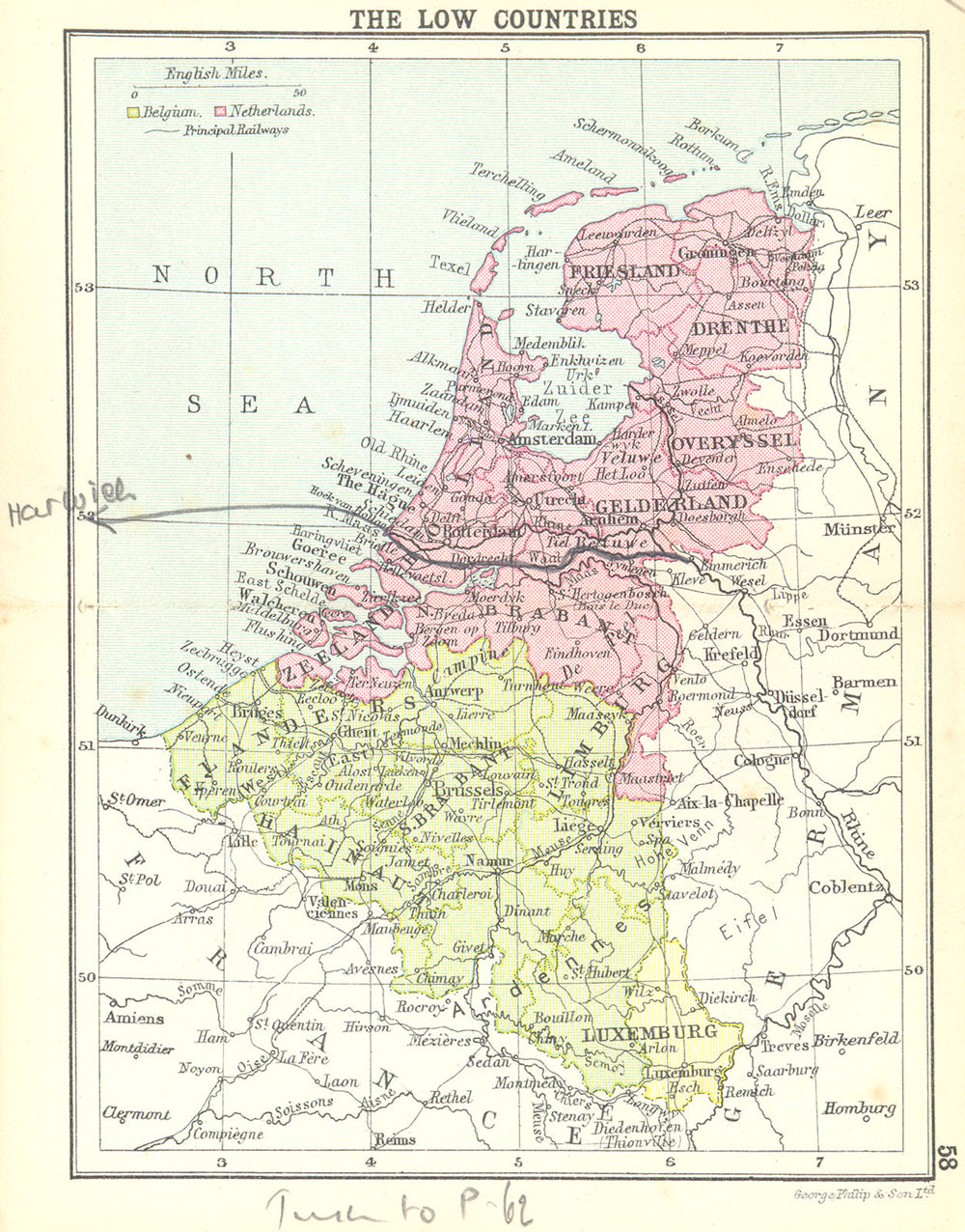 BENELUX. The Low Countries; Small map 1912 old antique vintage plan chart