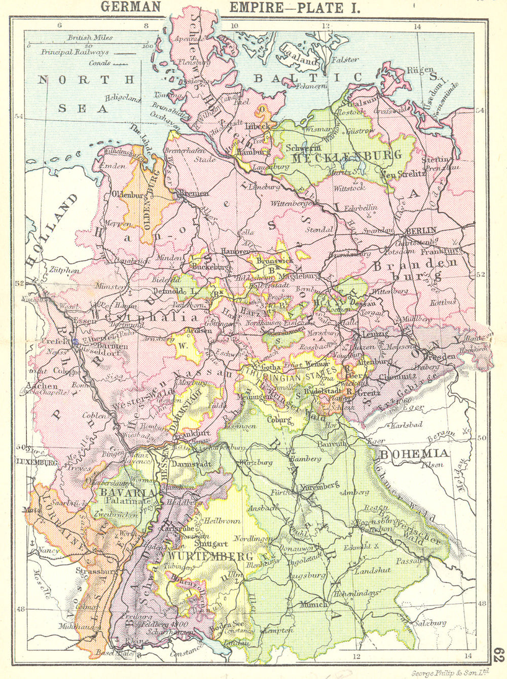 GERMANY. German Empire-Plate I; Small map 1912 old antique plan chart