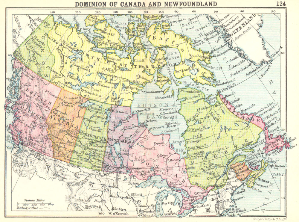 CANADA. Dominion of Canada and Newfoundland; Small map 1912 old antique