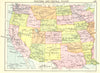 USA. Western and Central States; Small map 1912 old antique plan chart