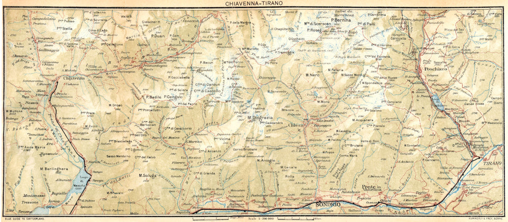 ITALY. Chiavenna-Tirano 1930 old vintage map plan chart