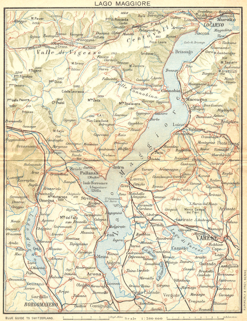 ITALY. Lake Maggiore 1930 old vintage map plan chart