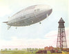 AIRCRAFT. R 101 discharging ballast as she leaves the mast 1930 old print