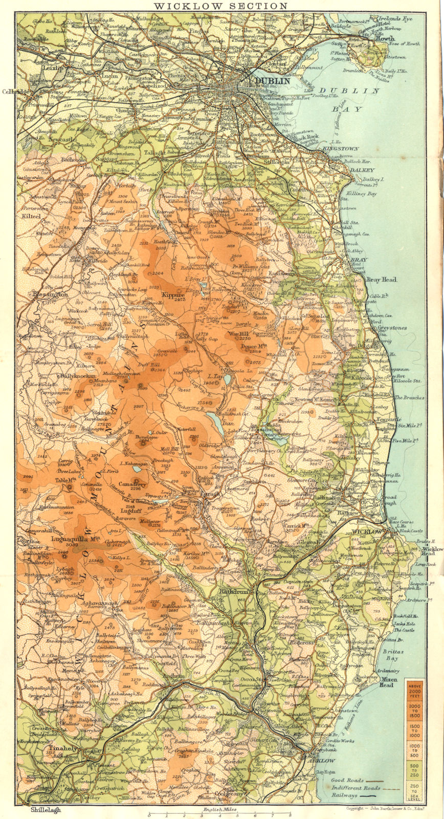 IRELAND. Wicklow Section 1906 old antique vintage map plan chart