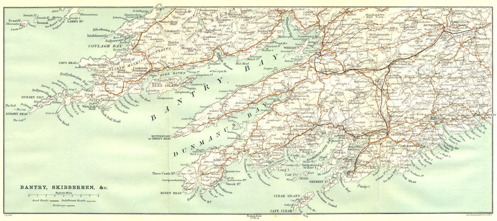 IRELAND. Bantry, Skibbereen & c 1906 old antique vintage map plan chart