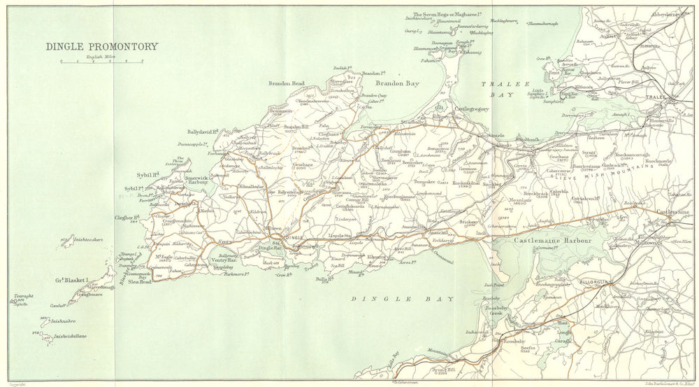 IRELAND. Dingle Promontory 1906 old antique vintage map plan chart