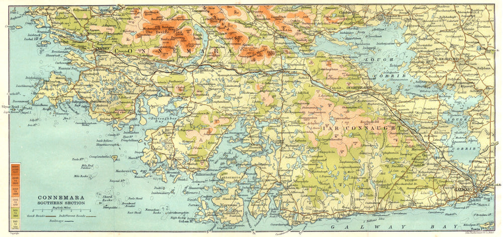 IRELAND. Connemara Southern section 1906 old antique vintage map plan chart