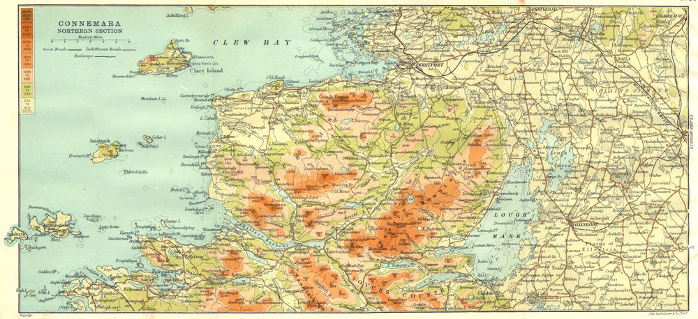 IRELAND. Connemara Northern section 1906 old antique vintage map plan chart