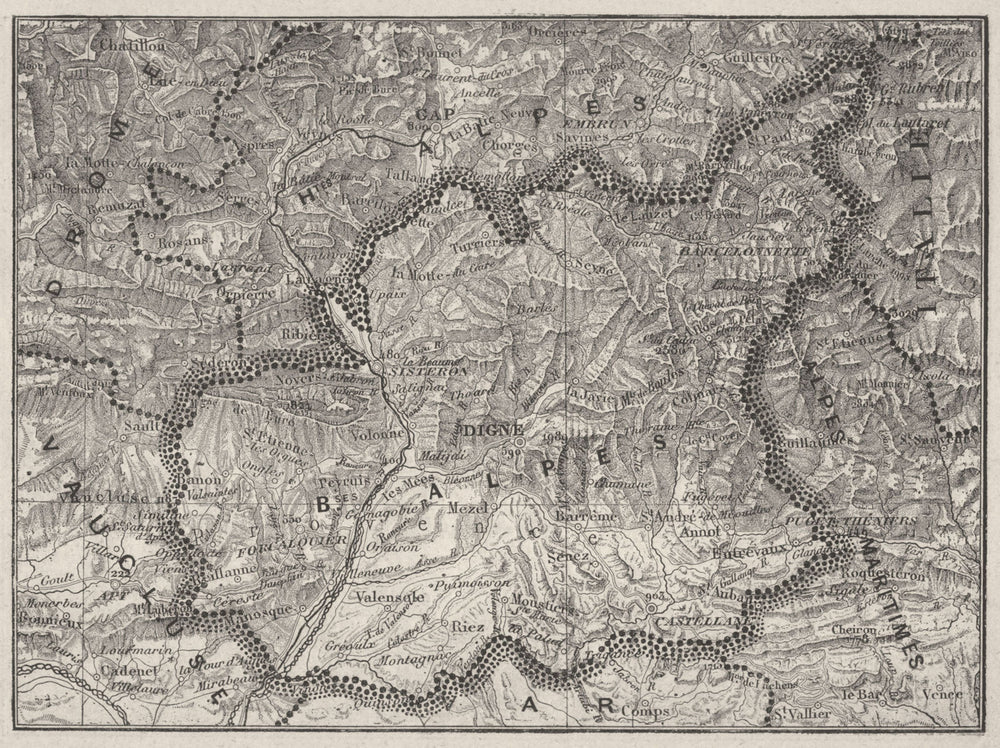 ALPES-DE-HAUTE-PROVENCE. Alpes(Basses-) 1878 old antique map plan chart