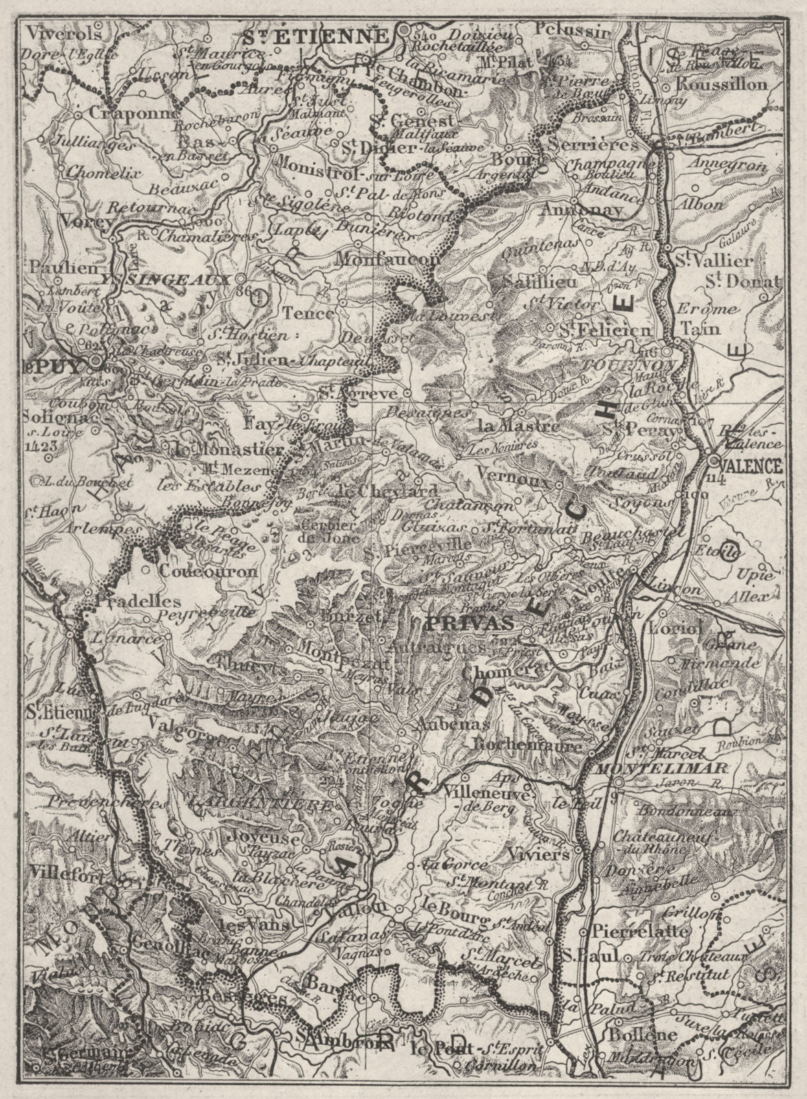 ARD CHE Ardeche 1878 Old Antique Vintage Map Plan Chart ARD CHE Ardeche 1878 Old Antique Vintage Map Plan Chart