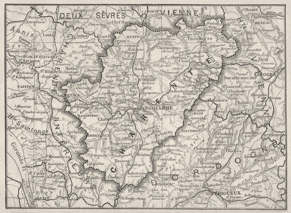 CHARENTE. Charente 1878 old antique vintage map plan chart