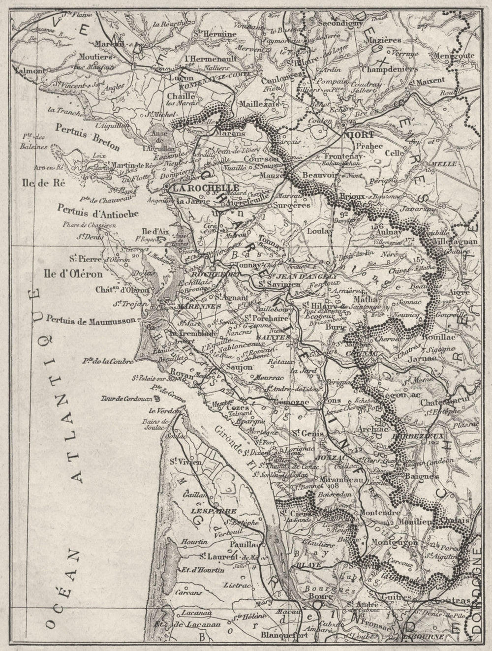 CHARENTE-MARITIME. Charente-Inferieure 1878 old antique vintage map plan chart