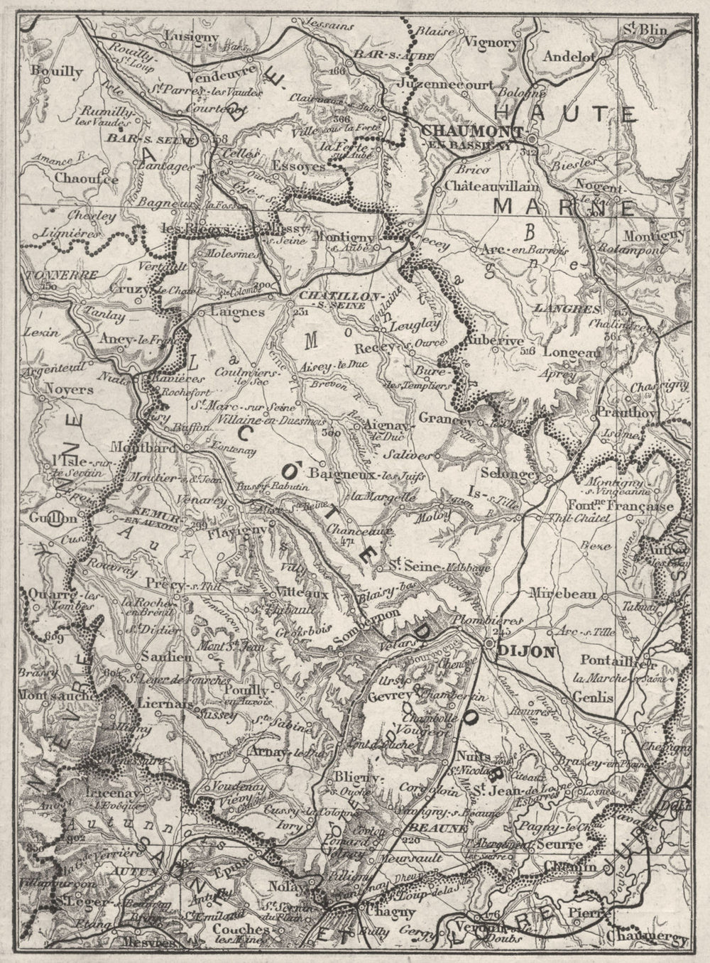 CÔTE-D'OR. Cote-D'or 1878 old antique vintage map plan chart