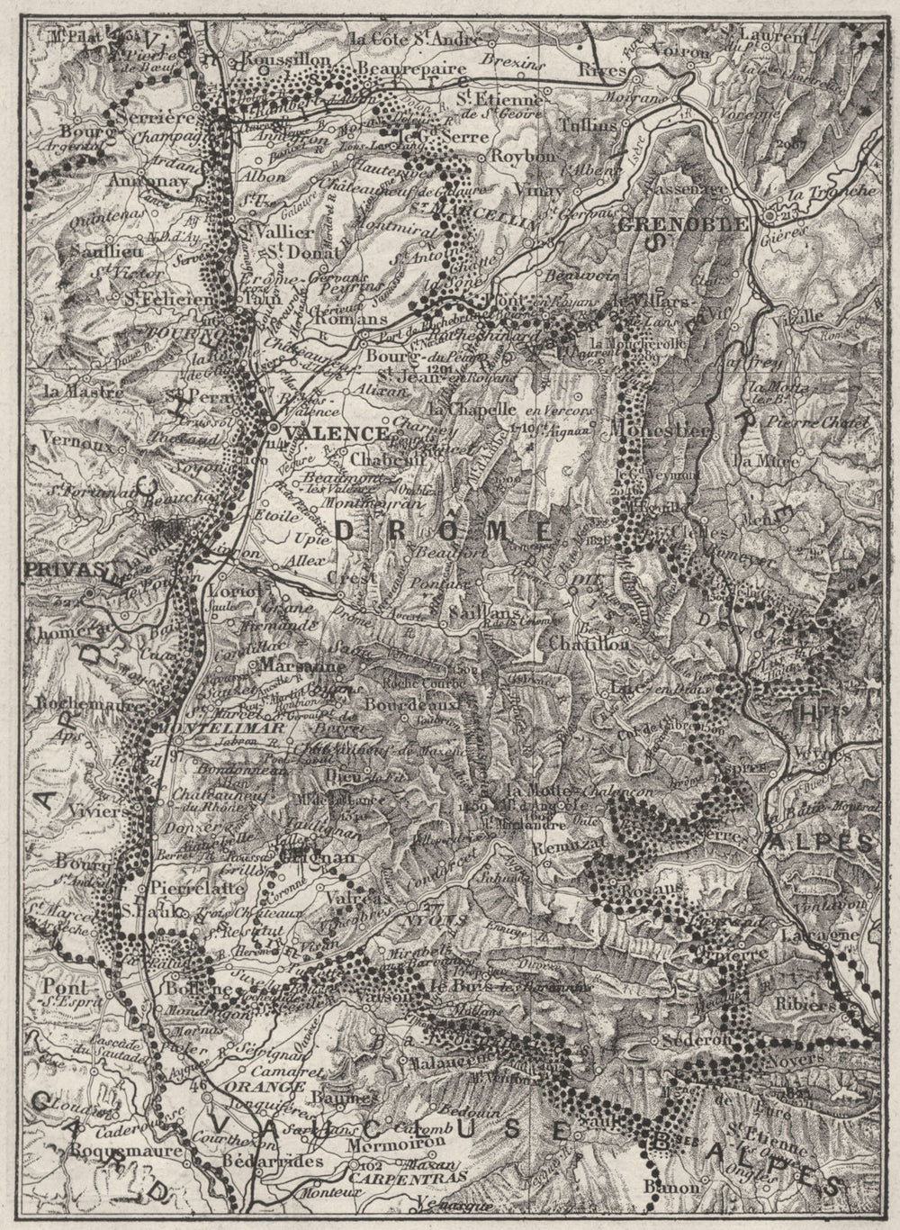 DRÔME. Drome 1878 old antique vintage map plan chart