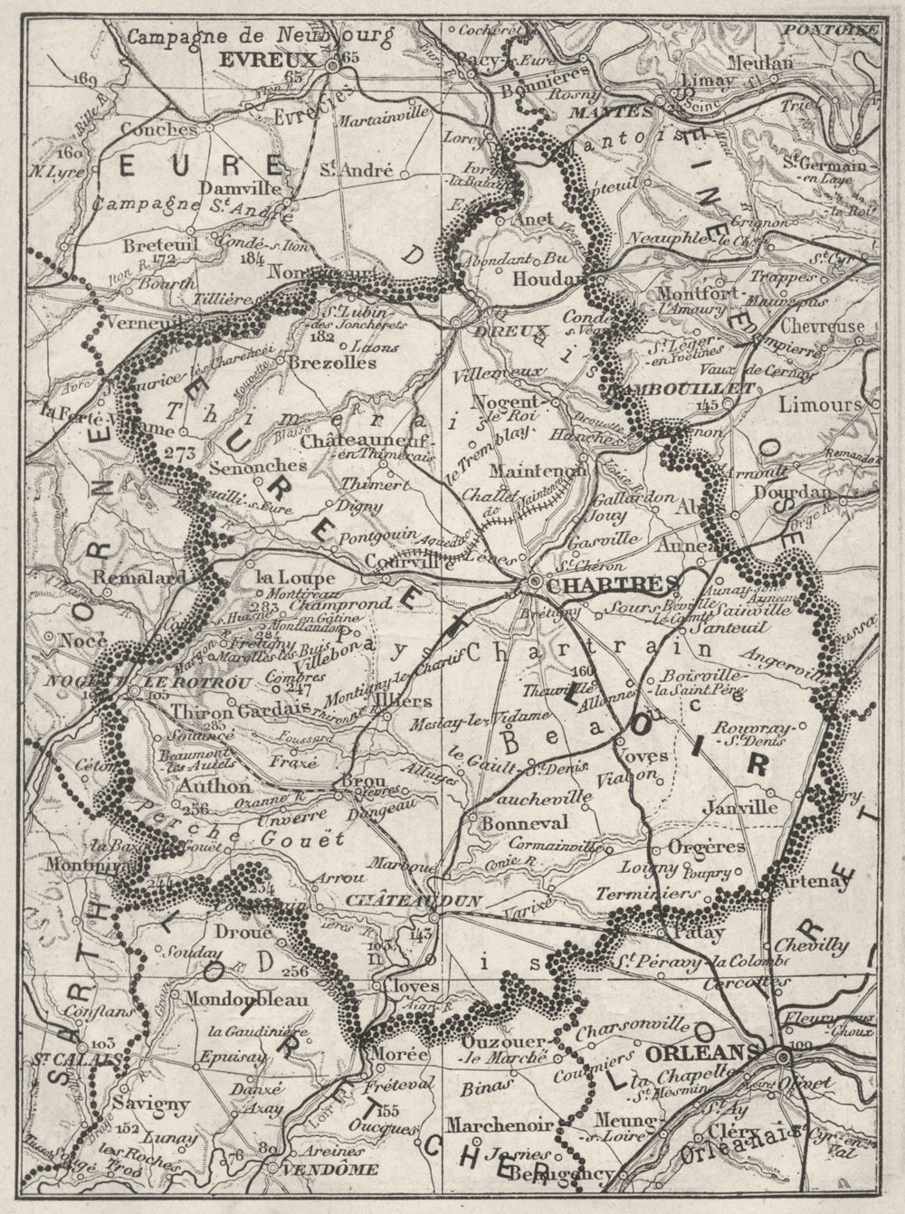 EURE-ET-LOIR. Eure-et-Loir 1878 old antique vintage map plan chart