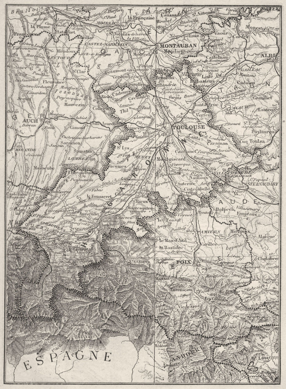 HAUTE-GARONNE. Garonne(Haute-) 1878 old antique vintage map plan chart