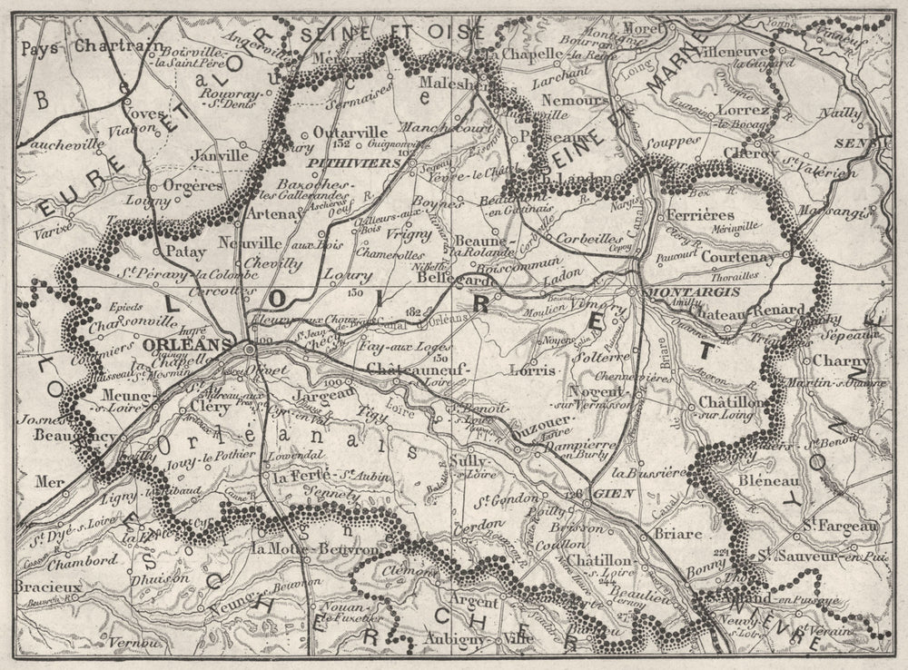 LOIRET. Loiret 1878 old antique vintage map plan chart