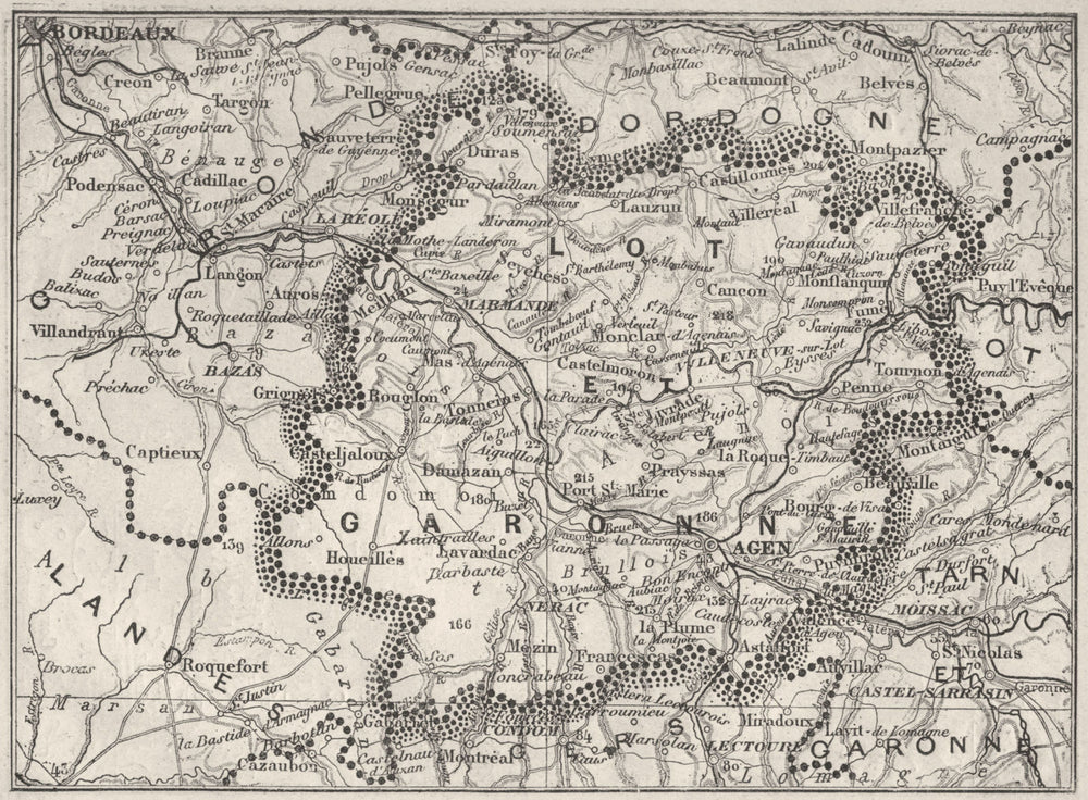 LOT-ET-GARONNE. Lot-et-Garonne 1878 old antique vintage map plan chart