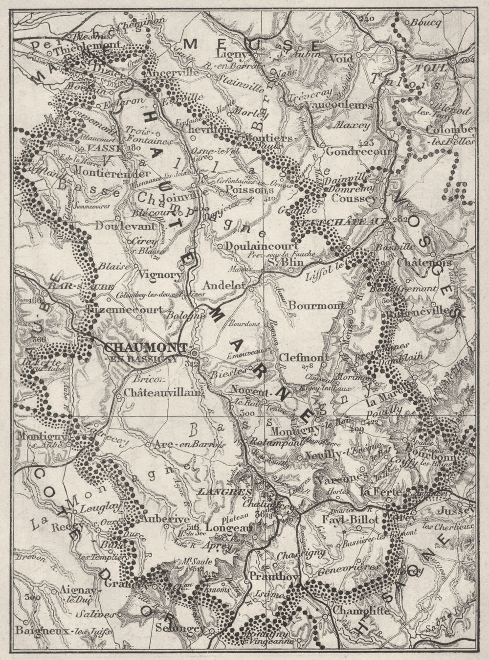 MARNE. Marne(Haute-) 1878 old antique vintage map plan chart