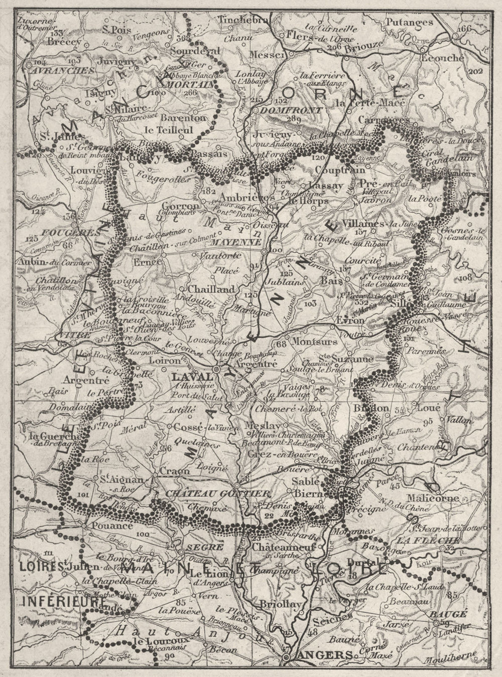 MAYENNE. Mayenne 1878 old antique vintage map plan chart