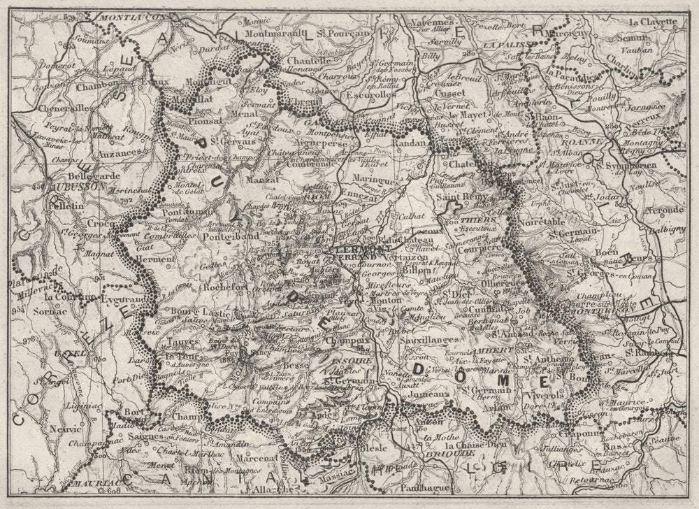PUY-DE-DÔME. Puy-de-Dome 1878 old antique vintage map plan chart