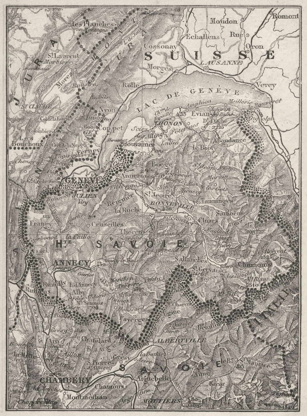 HAUTE-SAVOIE. Savoie(Haute-) 1878 old antique vintage map plan chart