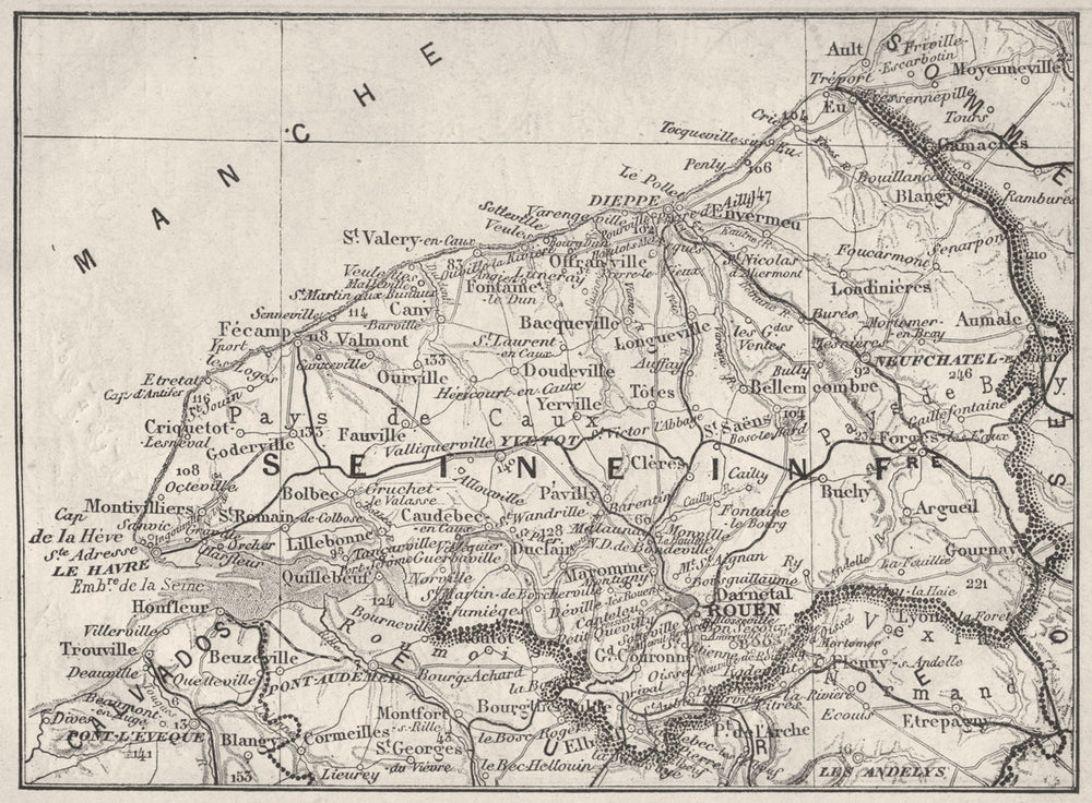 SEINE-MARITIME. Seine-Inferieure 1878 old antique vintage map plan chart