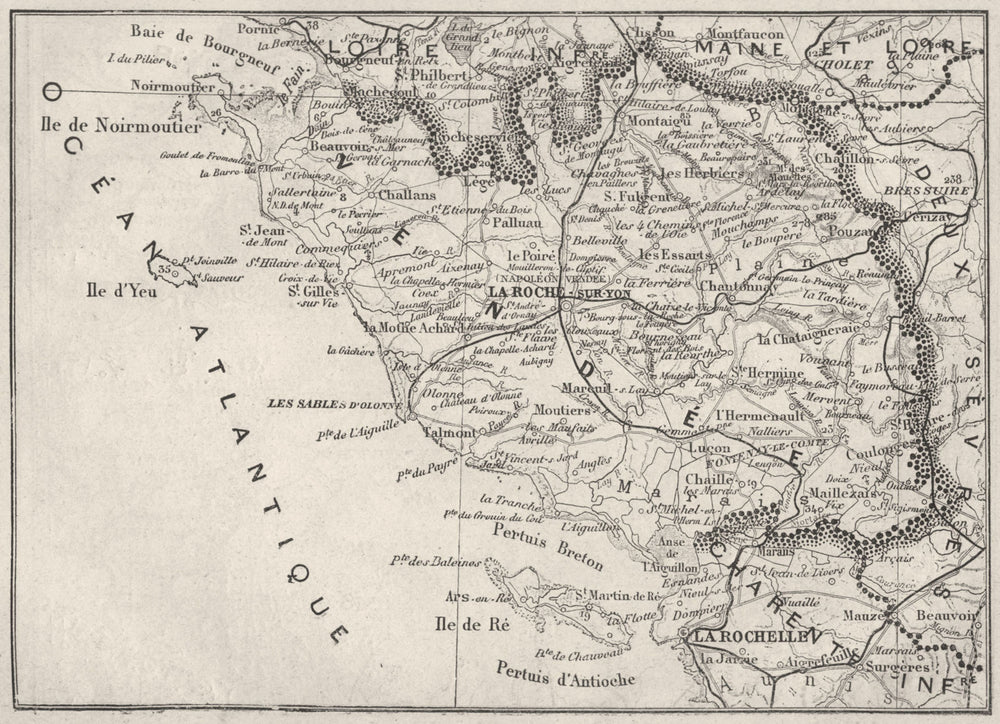 VENDÉE. Vendee 1878 old antique vintage map plan chart
