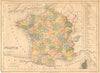 FRANCE. France 1878 old antique vintage map plan chart