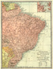 BRAZIL & THE GUIANAS. British Dutch French Guiana.Rio De Janeiro 1907 old map