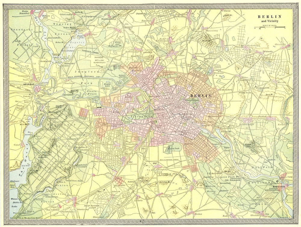 BERLIN town/city plan. Spandau. Germany 1907 old antique map chart