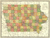 IOWA state map. Counties 1907 old antique vintage plan chart