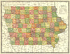 IOWA state map. Counties 1907 old antique vintage plan chart