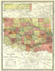 OKLAHOMA AND INDIAN TERRITORY state map. Counties 1907 old antique chart