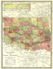 OKLAHOMA AND INDIAN TERRITORY state map. Counties 1907 old antique chart