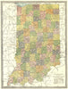 INDIANA state map. Counties 1907 old antique vintage plan chart
