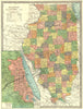 ILLINOIS state map. Counties. CHICAGO & environs 1907 old antique chart