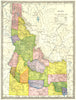 IDAHO state map. Counties 1907 old antique vintage plan chart