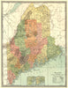 MAINE state map. Counties. Portland & Bath insets 1907 old antique chart