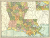 LOUISIANA state map. Parishes. New Orleans environs 1907 old antique chart