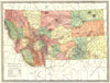 MONTANA state map. Counties 1907 old antique vintage plan chart