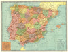 IBERIA. Spain and Portugal. Inset Madrid 1907 old antique map plan chart