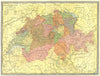SWITZERLAND showing cantons 1907 old antique vintage map plan chart