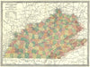 TENNESSEE & KENTUCKY state map. Counties 1907 old antique plan chart