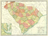 SOUTH CAROLINA state map. Counties. Charleston harbour & environs 1907 old