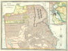 SAN FRANCISCO town/city plan showing area destroyed in 1906 earthquake 1907 map