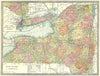 NEW YORK STATE map. Counties 1907 old antique vintage plan chart